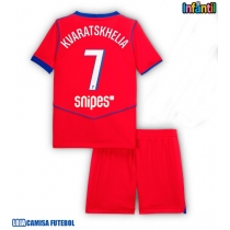 Camisa de Futebol Paris Saint-Germain Khvicha Kvaratskhelia #7 Equipamento Alternativo Infantil 2025-26 Manga Curta (+ Calças curtas)
